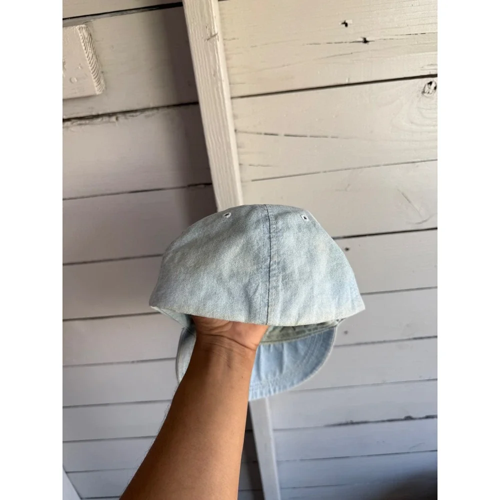 Vintage Polo Ralph Lauren US-93 Denim Hat Light Wash Made in USA Large